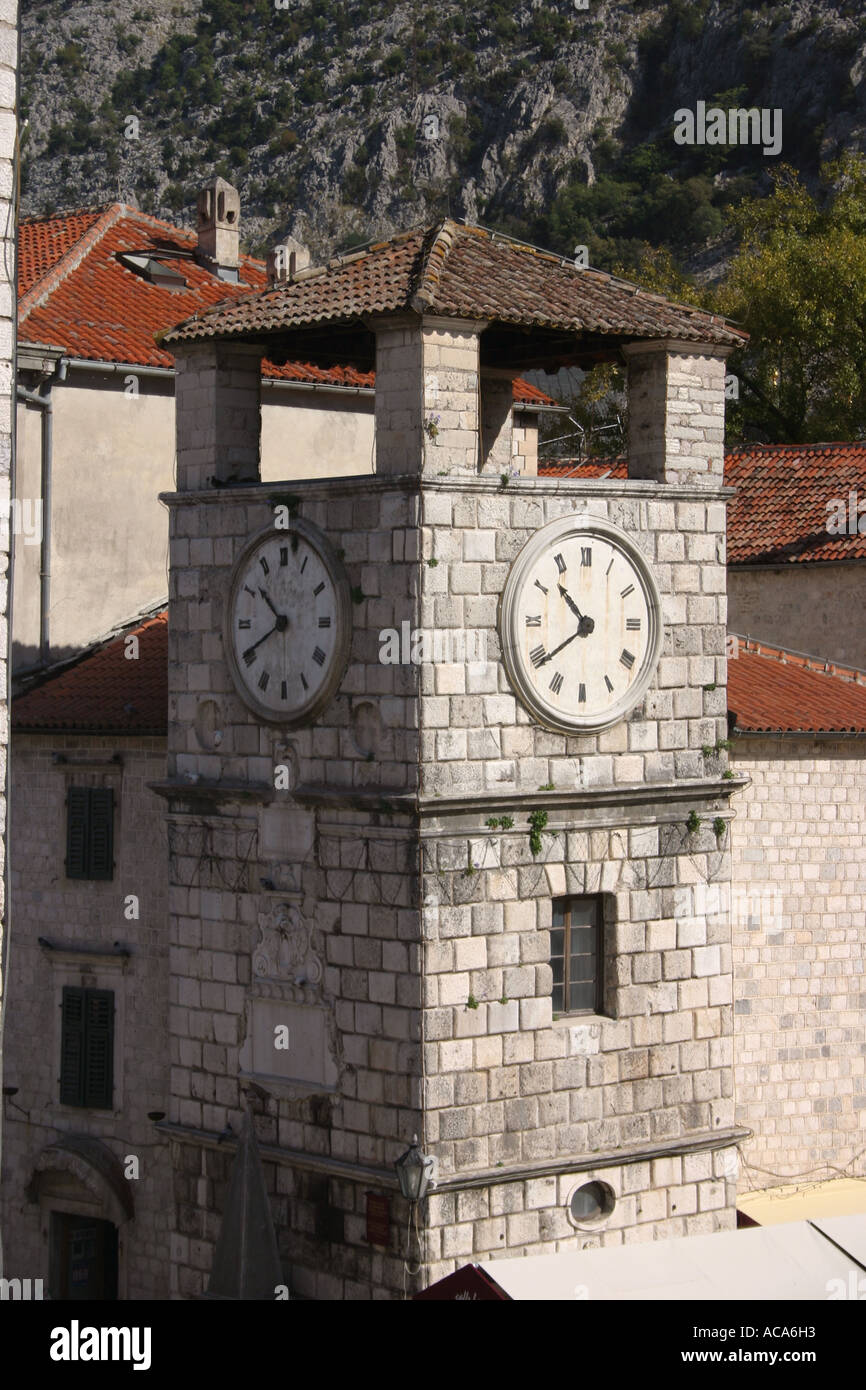 Kotor clock tower on the city square hi-res stock photography and ...