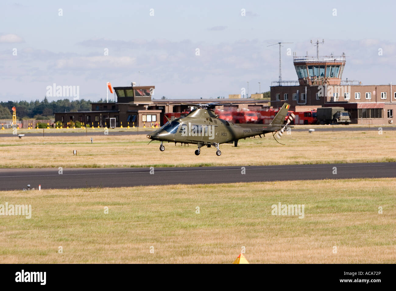 Agusta 109 helicopter belonging to the Belgium Air Force performing various manouvers Stock Photo