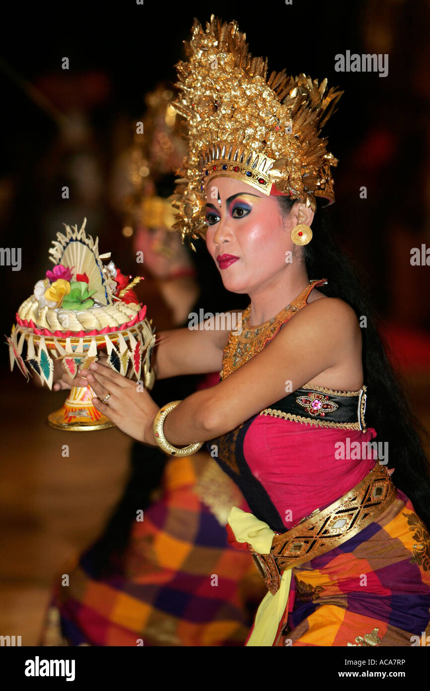 Dancer performs traditional Legong dance in Bali, Indonesia Stock Photo