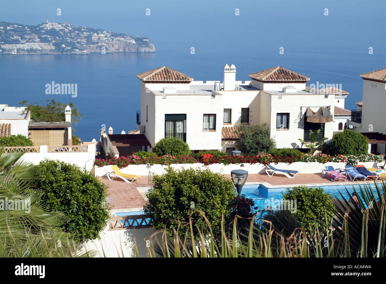 Spanish properties with swimming pool at La Herradura on the Costa Tropical near Almunecar southern Spain Europe EU Stock Photo