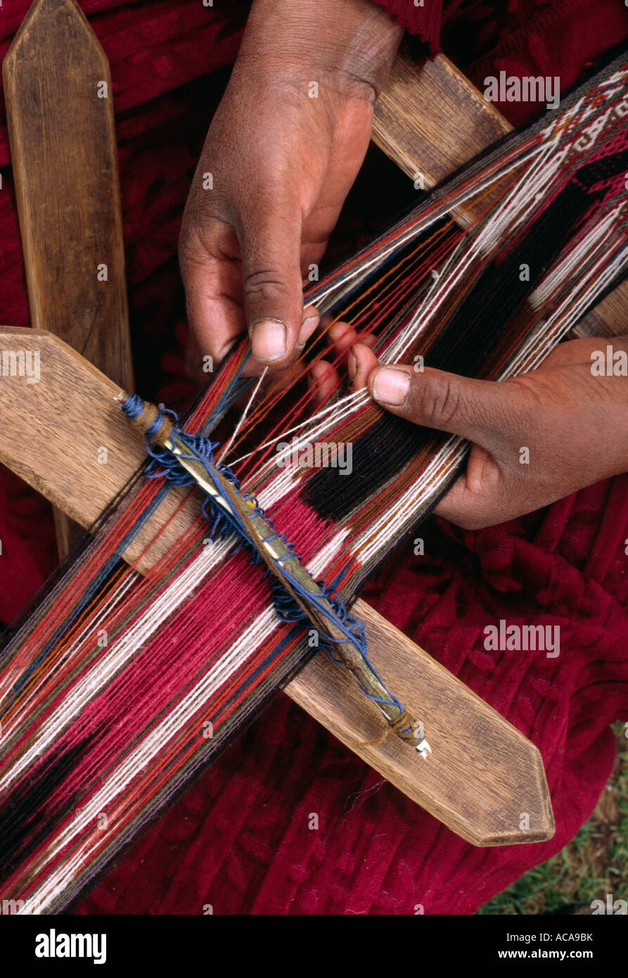 Andean weaving - Chinchero, Urubamba Valley, PERU Stock Photo