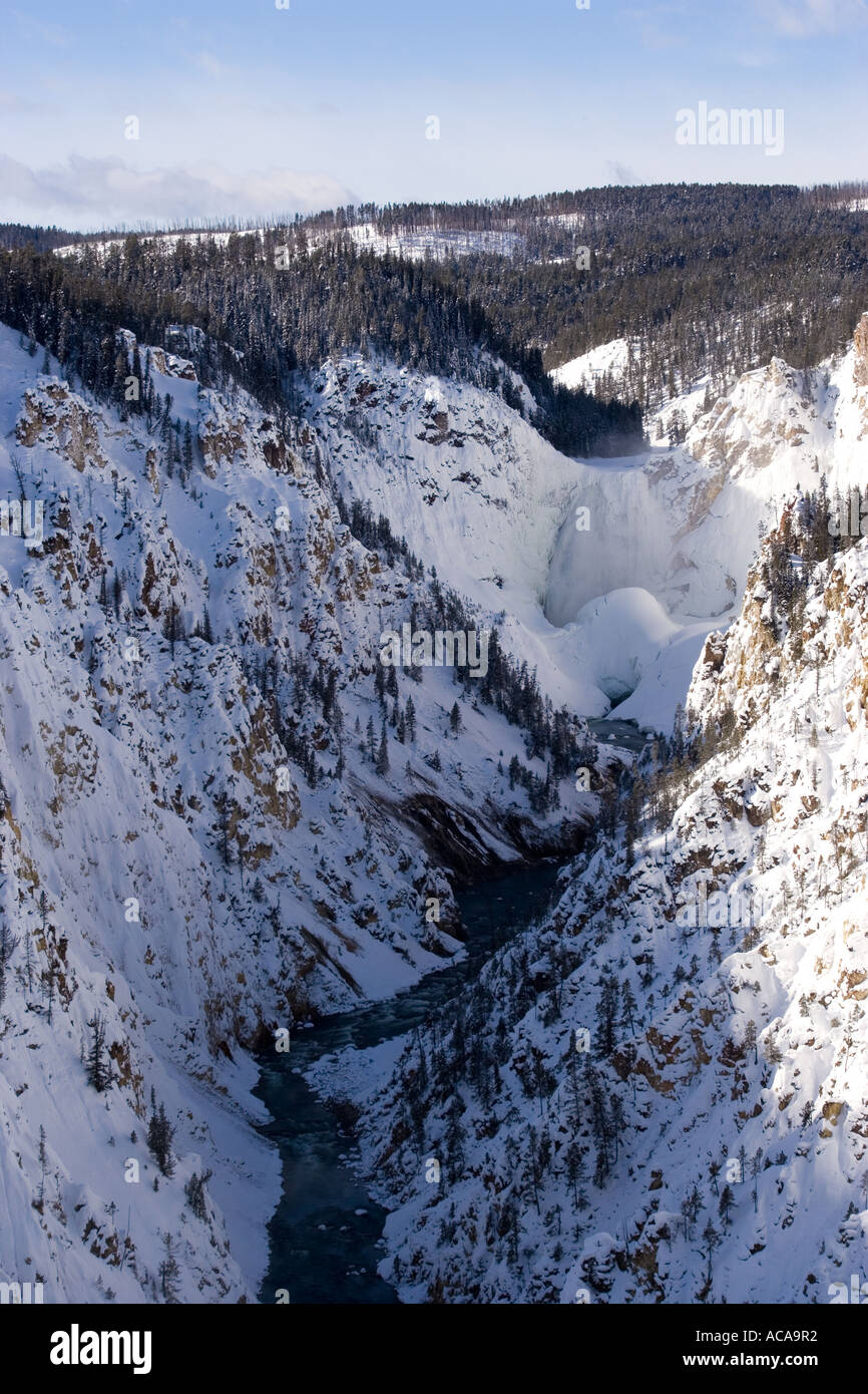 Lower Falls of the Yellowstone from Artist Point Viewpoint, Yellowstone National Park Stock Photo
