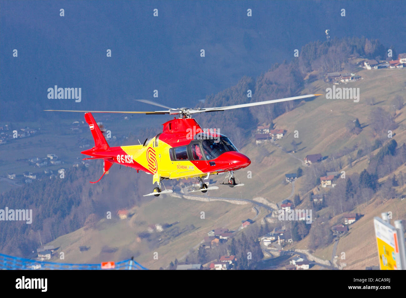 Rescue helicopter Agusta A 109E of Schenk Air, Austria Stock Photo