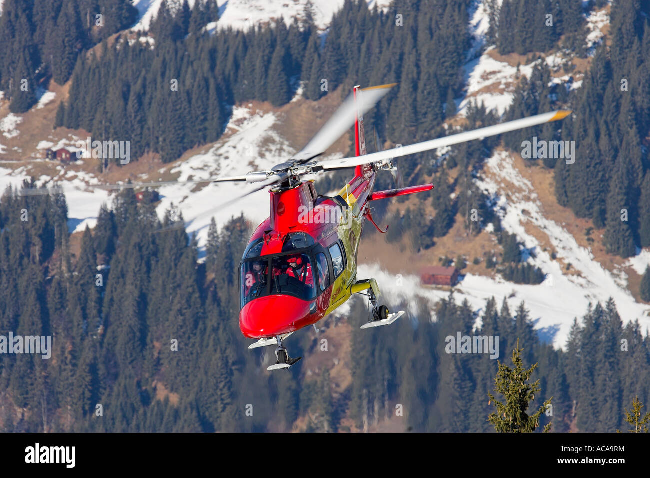 Rescue helicopter Agusta A 109E of Schenk Air, Austria Stock Photo