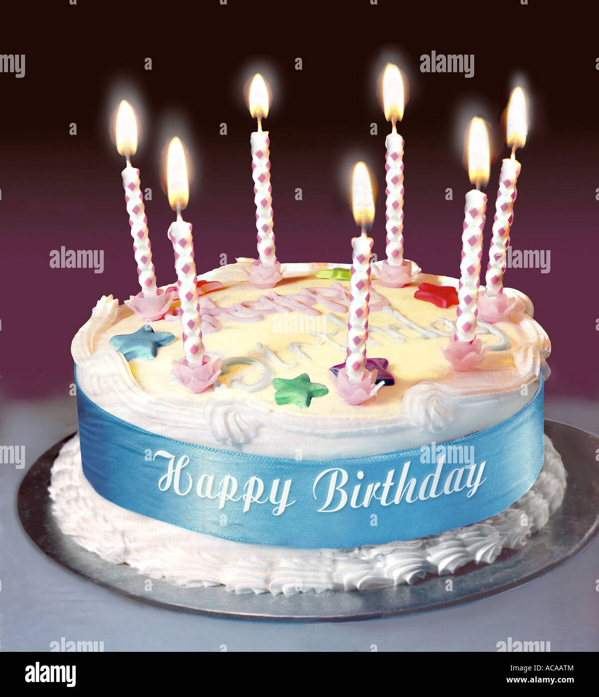 Happy Birthday Cake with candles Stock Photo - Alamy