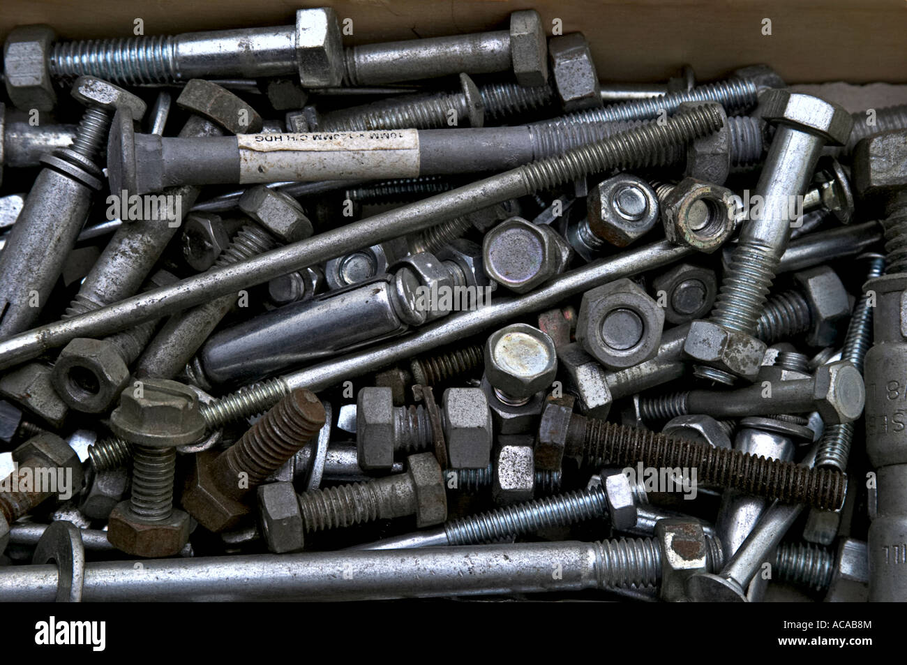 Nuts Bolts Construction Fasteners Various Sizes Stock Photo Alamy