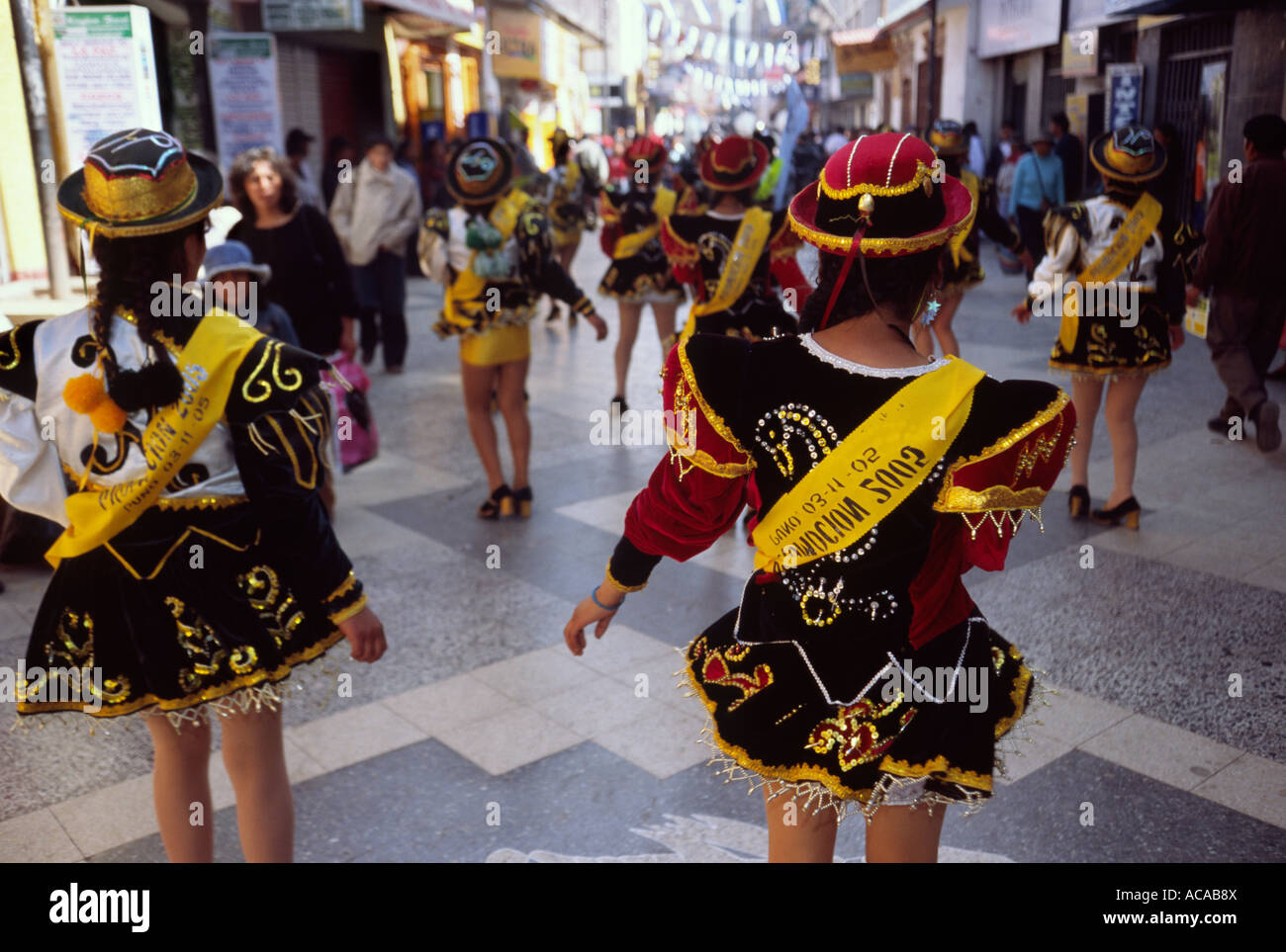 Caporal dancers - Puno Week festival, Puno, PERU Stock Photo