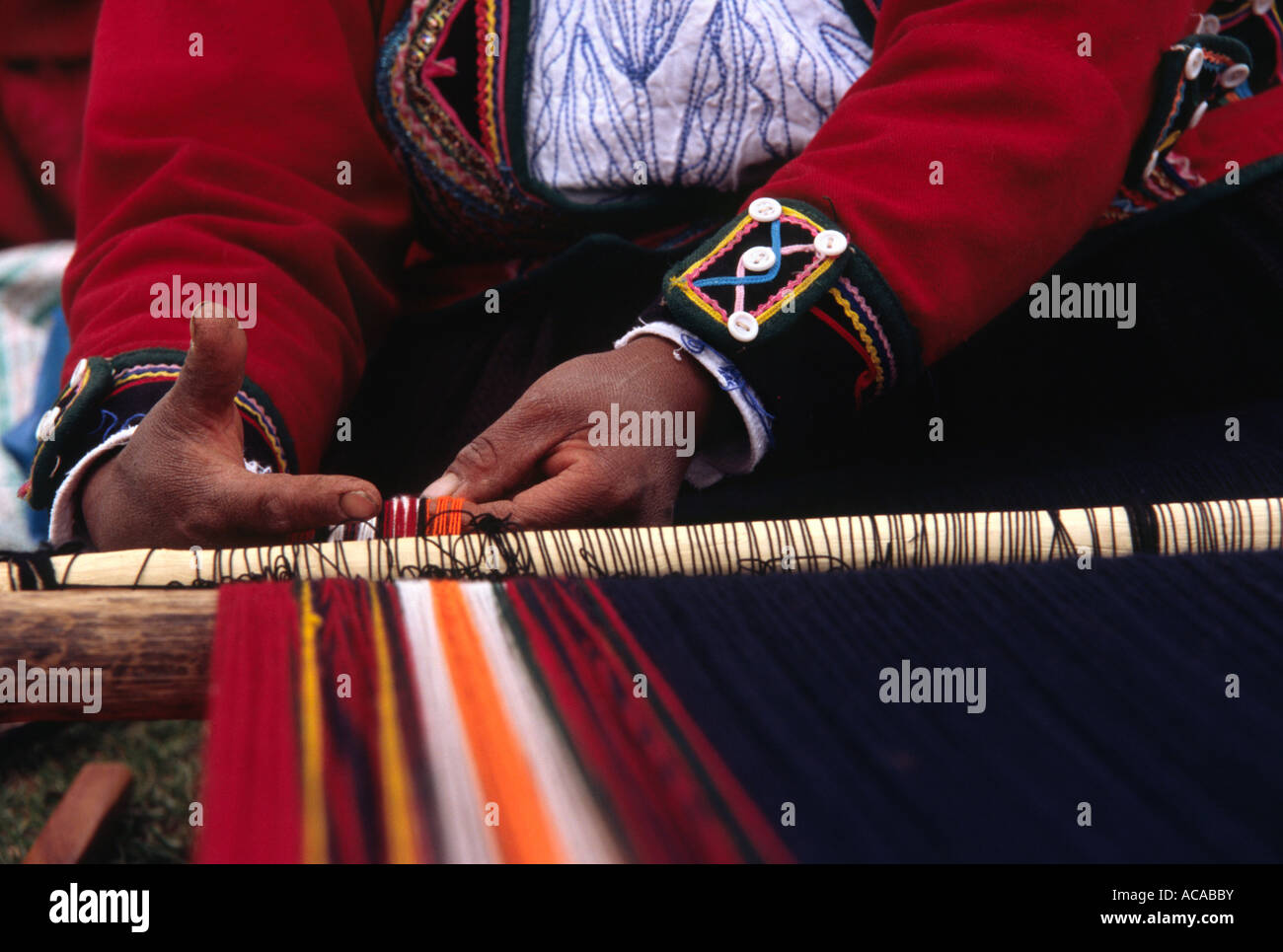 Weaving - Chinchero, Urubamba, PERU Stock Photo