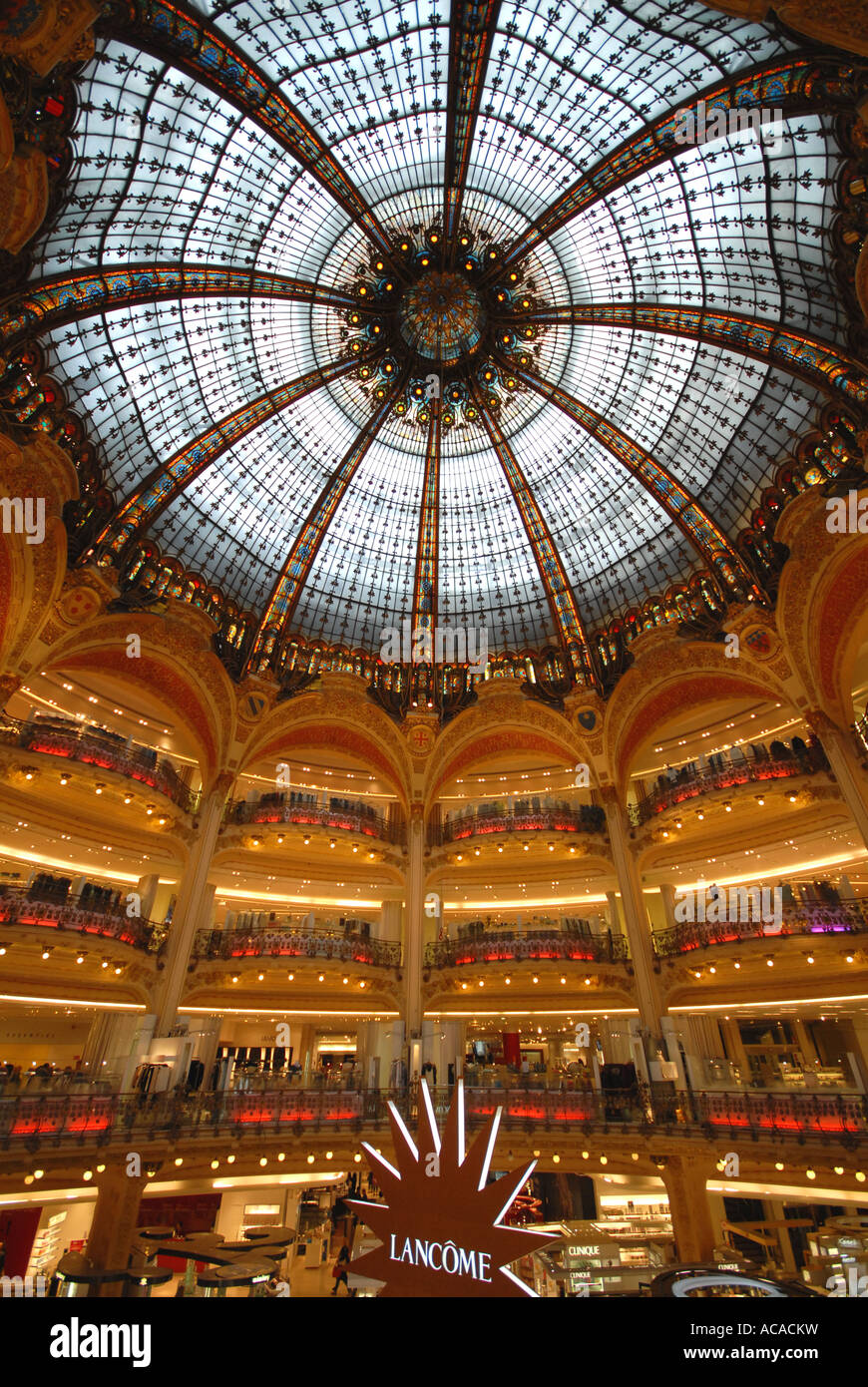 Paris The Domed Atrium In The Galeries Lafayette On Boulevard