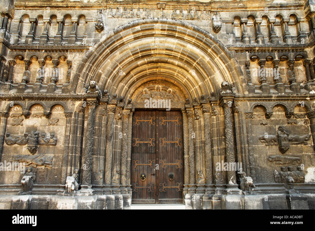 Romanesque portal of the Scottish church St Jakob, Regensburg, Upper Palatinate, Bavaria, Germany Stock Photo