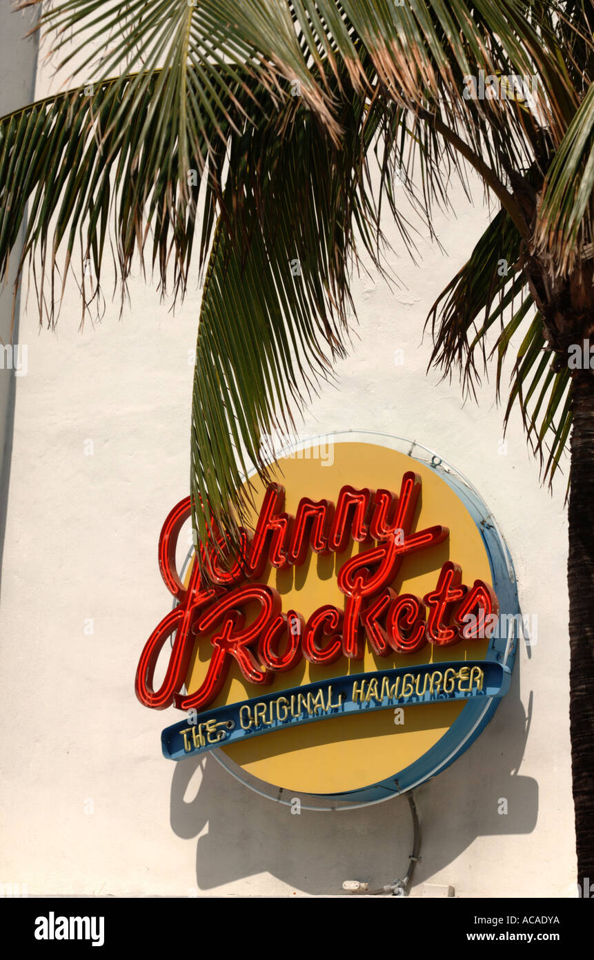 Johnny Rockets burger diner Ocean Drive Art Deco area South Beach Miami ...