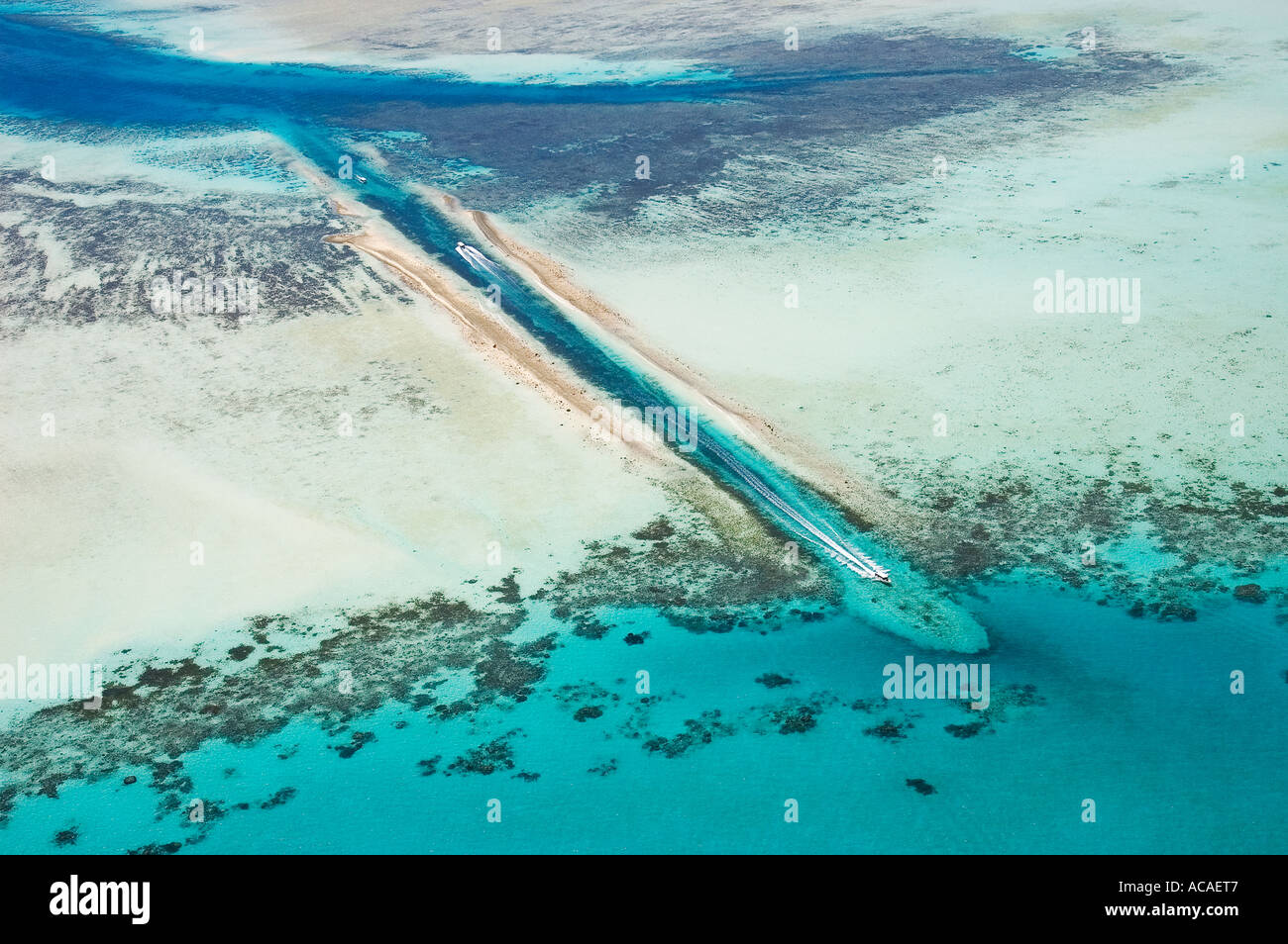 An aerial view of German Channel the Rock Islands of Palau Micronesia Pacific Ocean Stock Photo