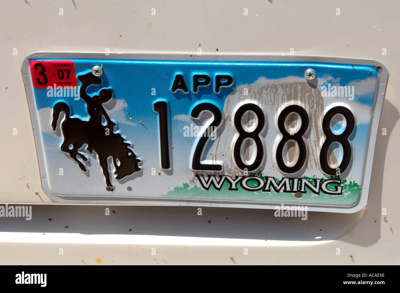 Wyoming car number plate USA Stock Photo Alamy