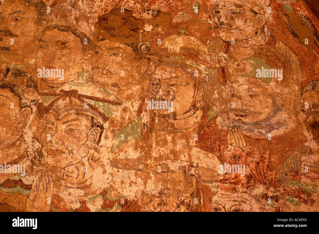 Buddhist wall murals in Bezeklik Caves Turpan Xinjiang Province China