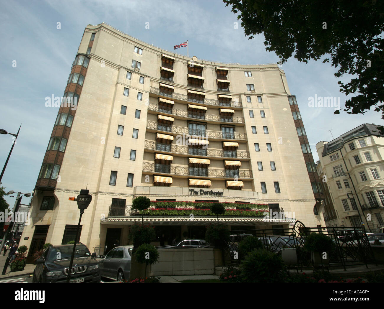 Dorchester Hotel, Park Lane, west London. Stock Photo