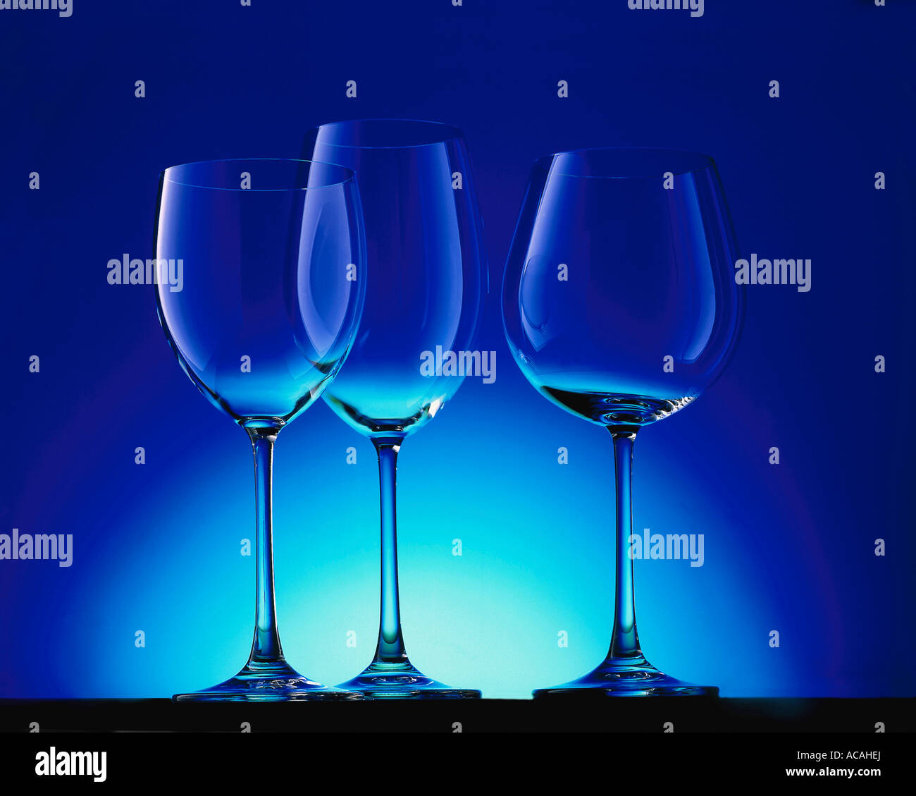 Tree glasses for different wines Stock Photo