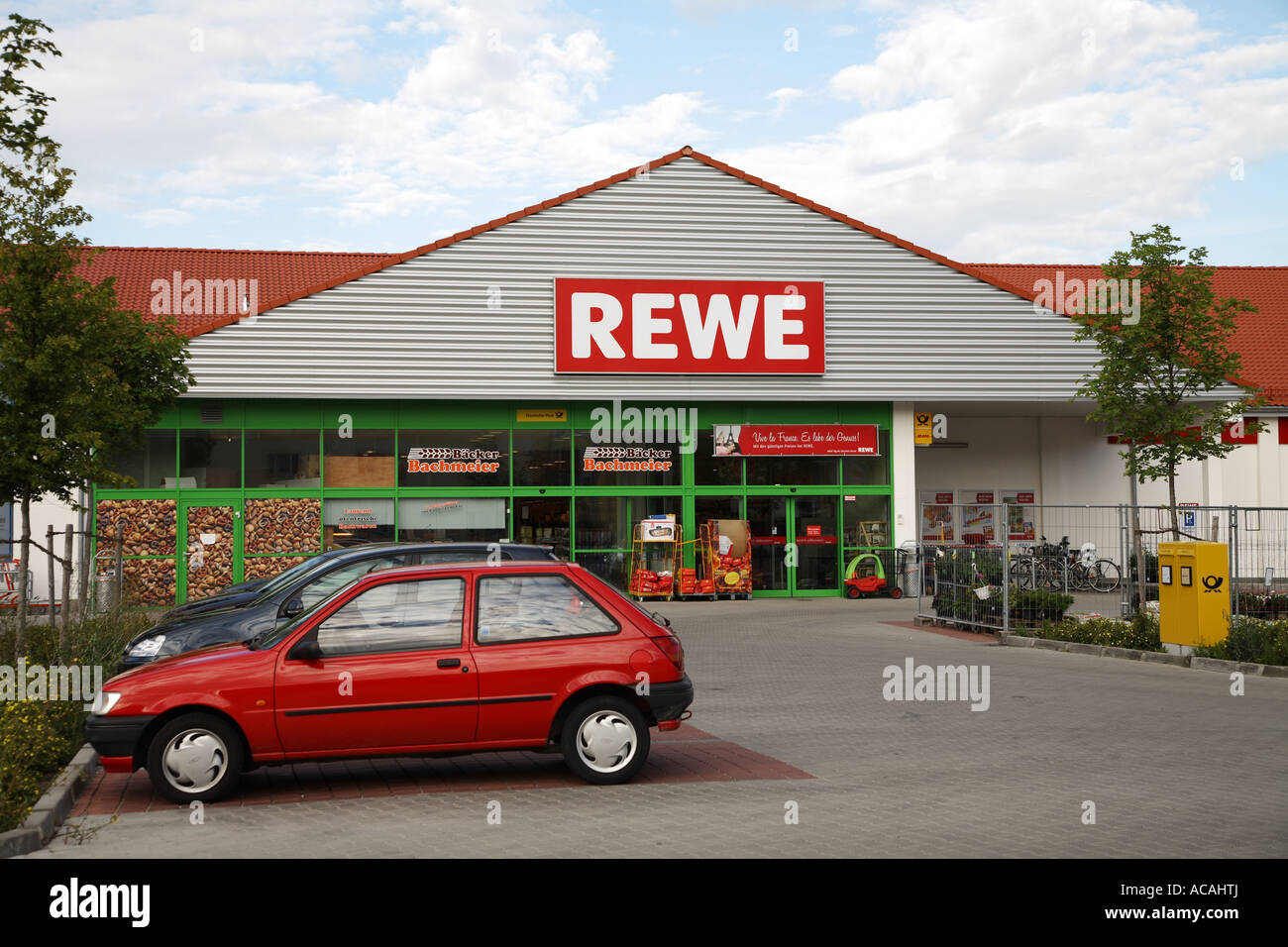 Rewe store, German supermarket chain Stock Photo
