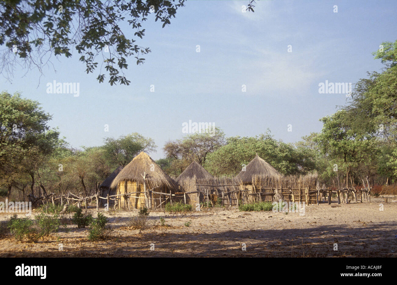 Rural village of the Hambukushu people near Shakwe north west Botswana southern Africa Stock Photo