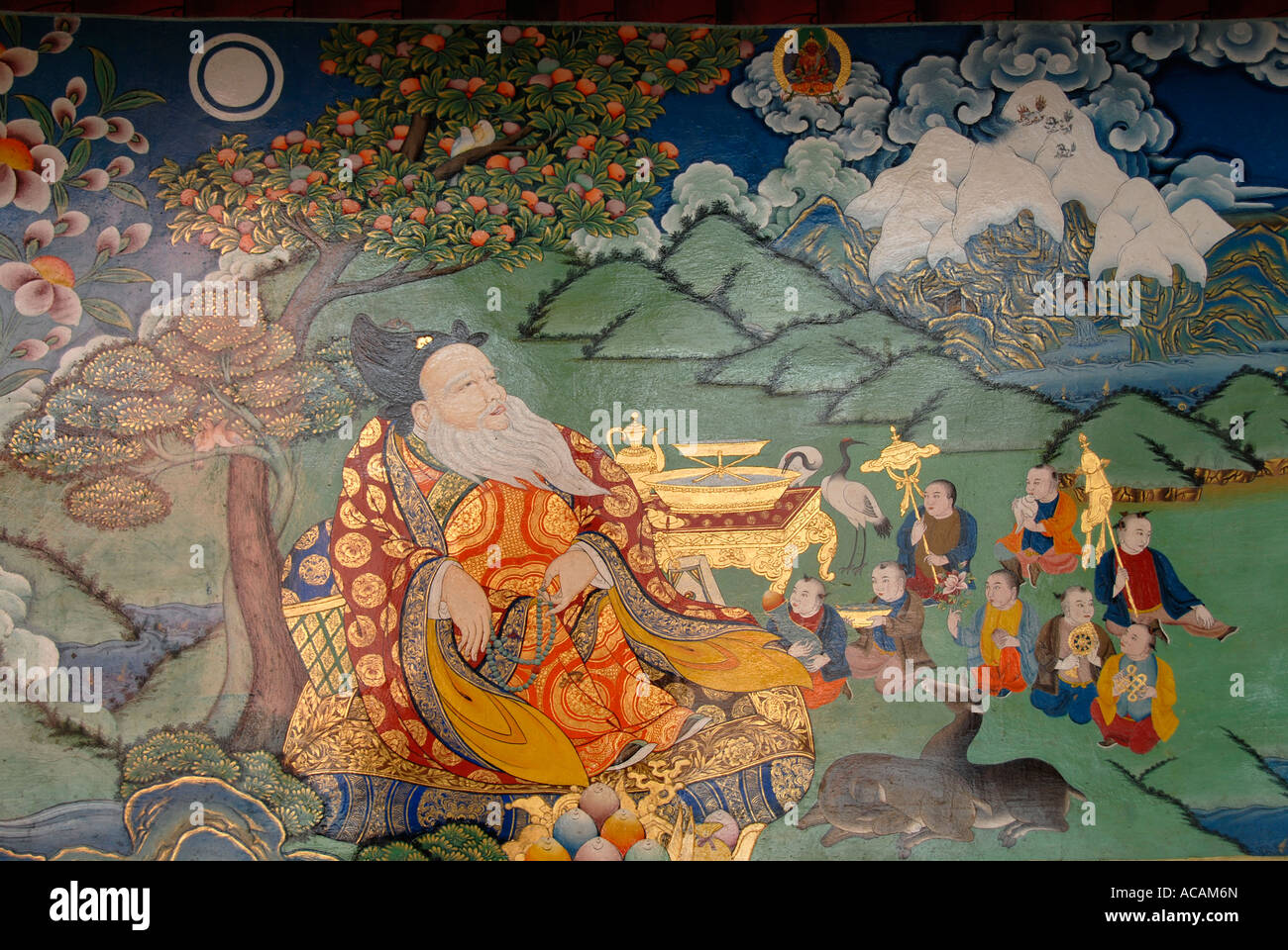 Tibetan buddhism wall painting holy hires stock photography and images