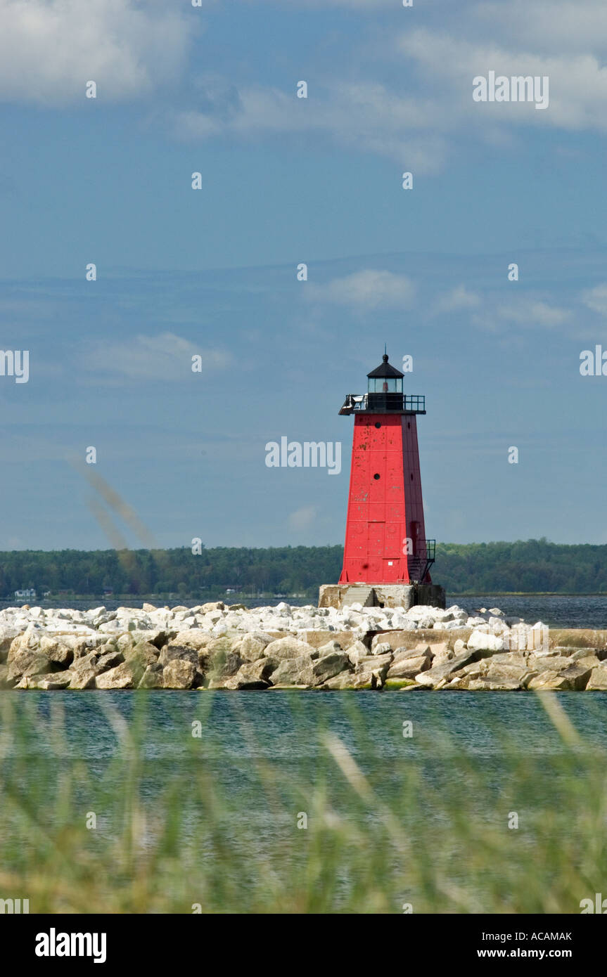 Manistique East Breakwater Lighthouse Lake Michigan Manistique Michigan Stock Photo