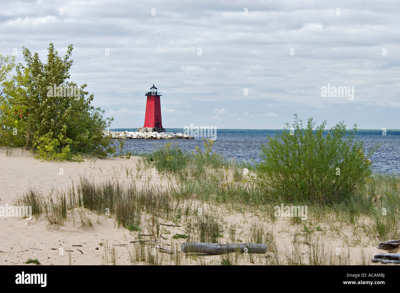 Manistique East Breakwater Lighthouse Lake Michigan Manistique Michigan Stock Photo