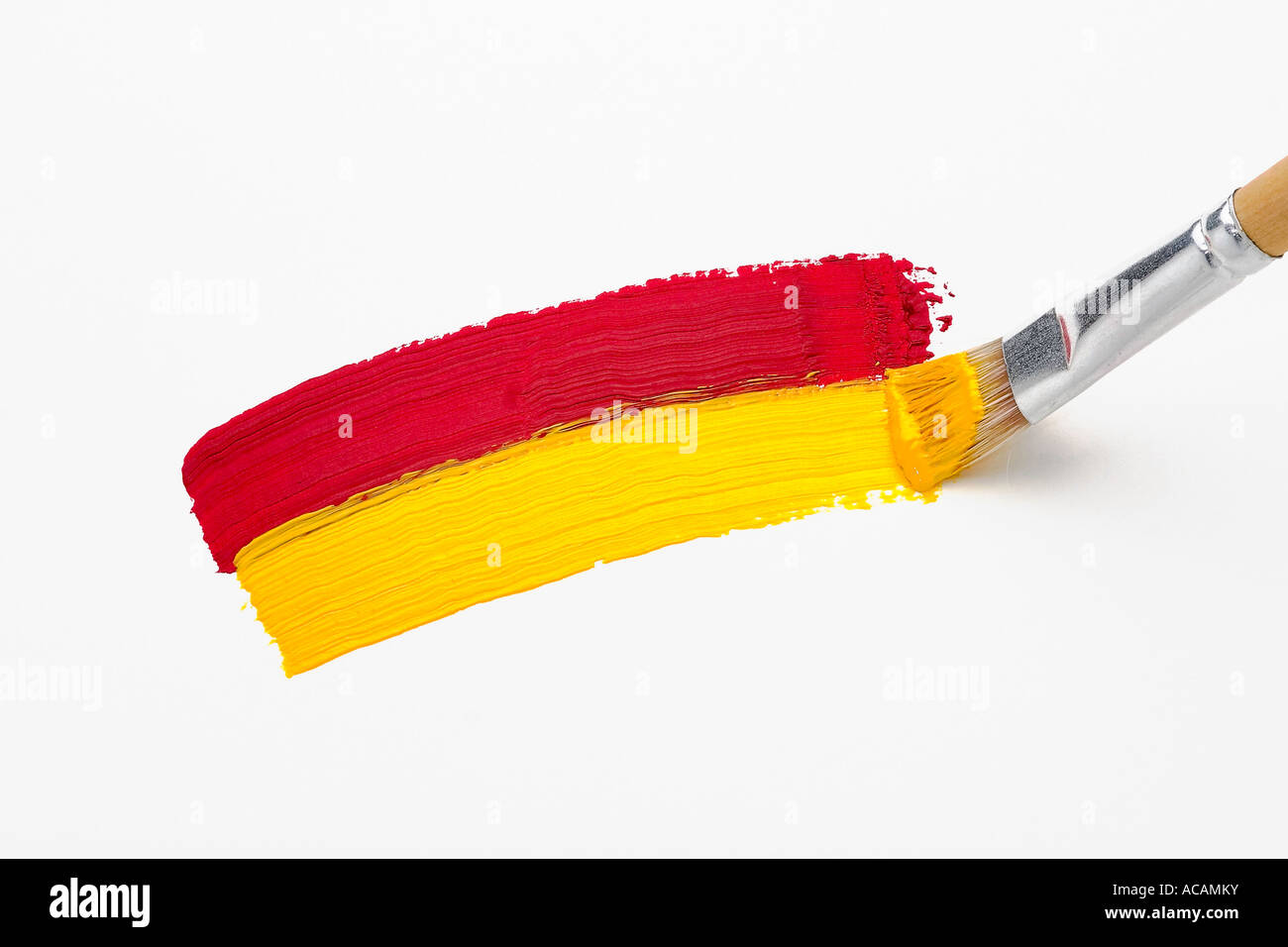 A red and yellow stroke of the brush Stock Photo - Alamy