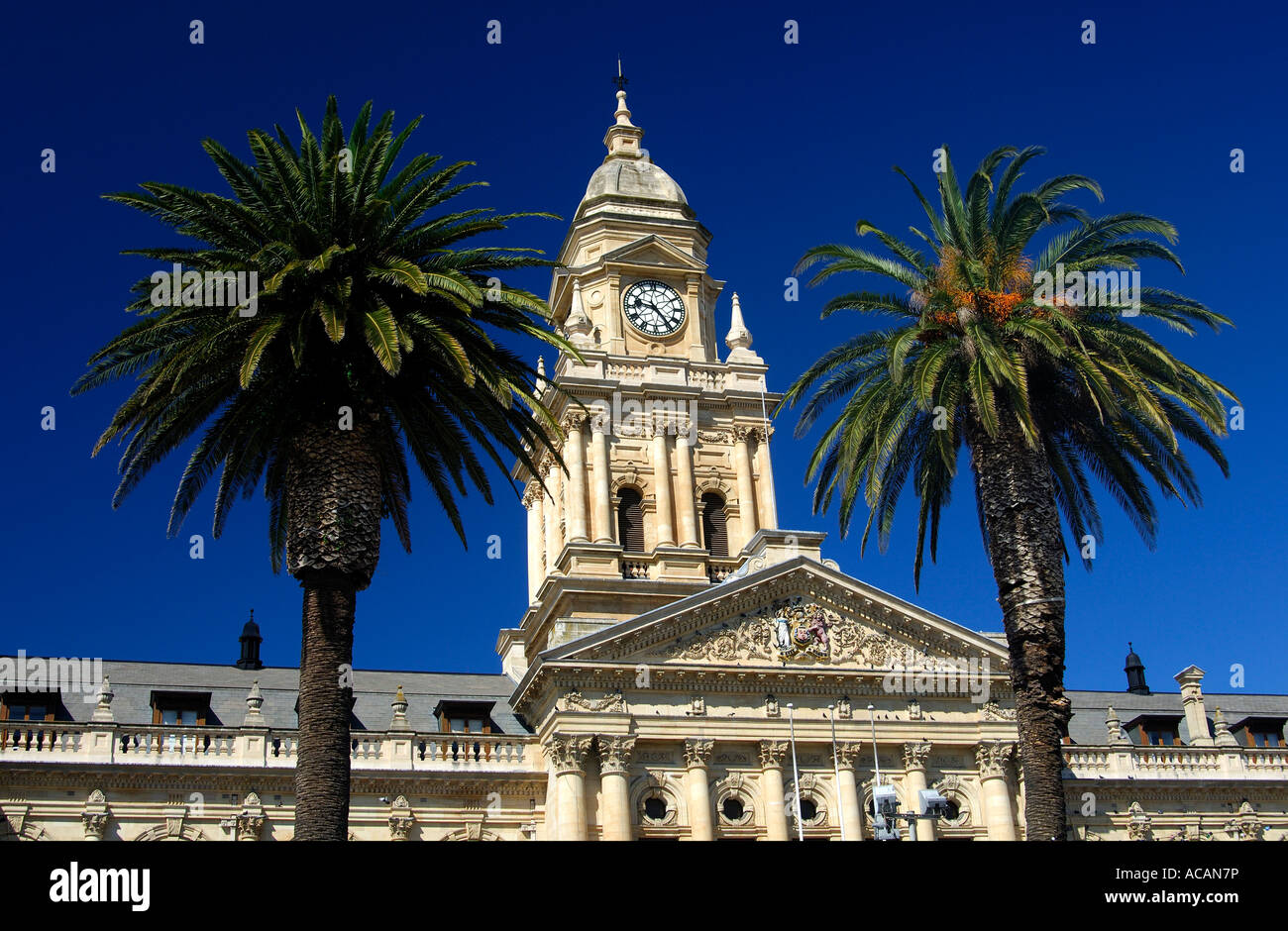 Tower of the City hall and marble facade, City Hall, Cape Town, South