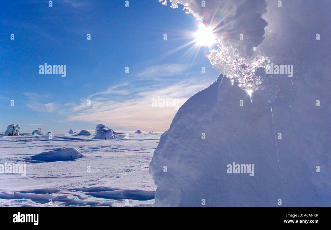 Snow formation, Akaskero Nature Resort, Akaslompolo, Kolari, Lappland, Finnland Stock Photo