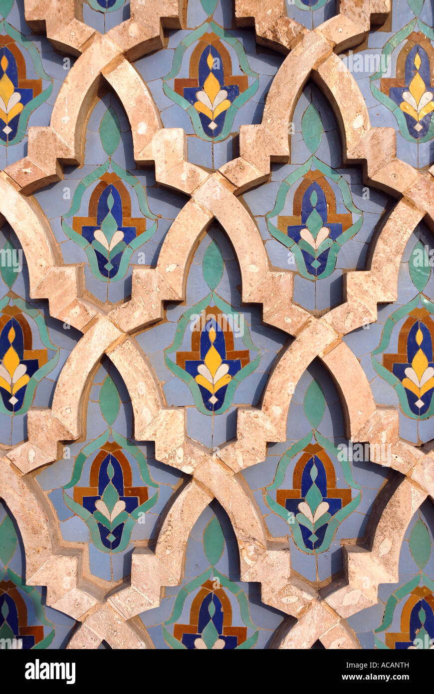 Ornaments on the frontage of Hassan II Mosque, Casablanca, Morocco, Africa Stock Photo