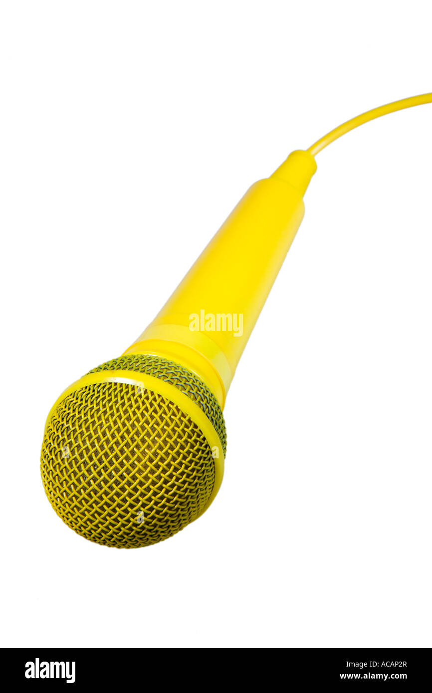 Bright yellow microphone Stock Photo Alamy