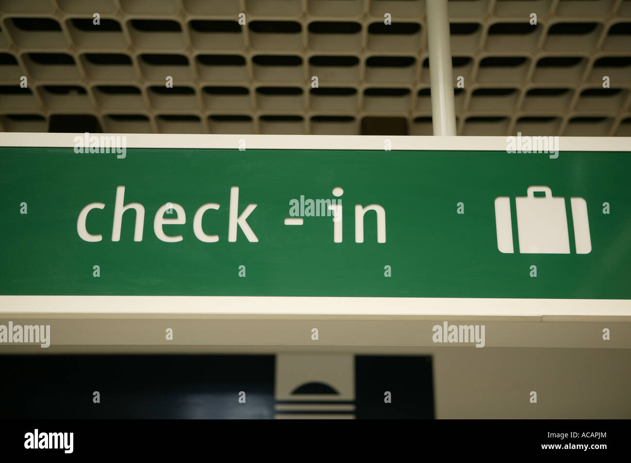 Luggage check-in sign Stock Photo