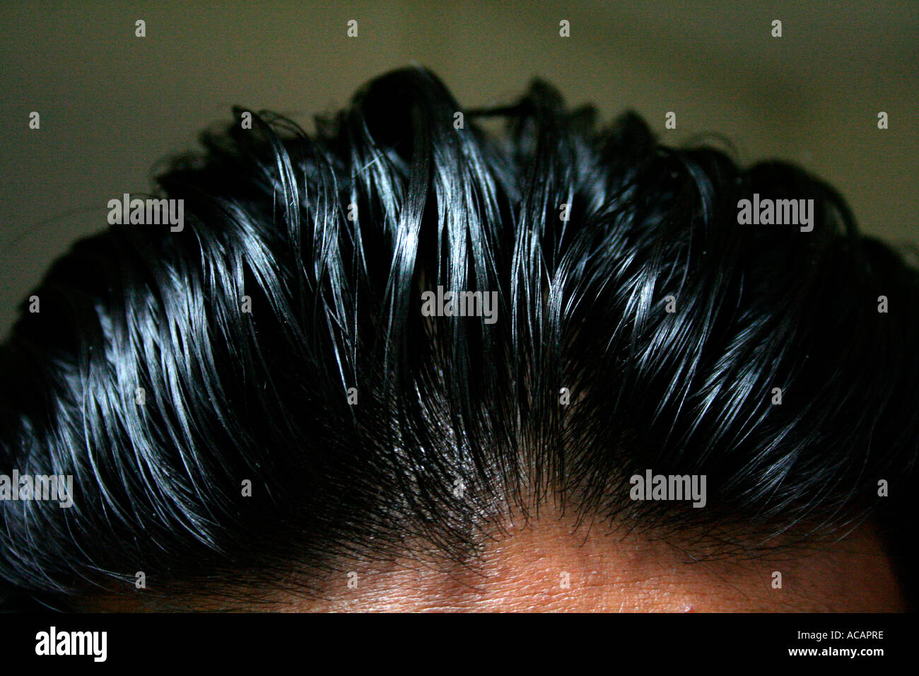 Hairstyle front on view detail Stock Photo