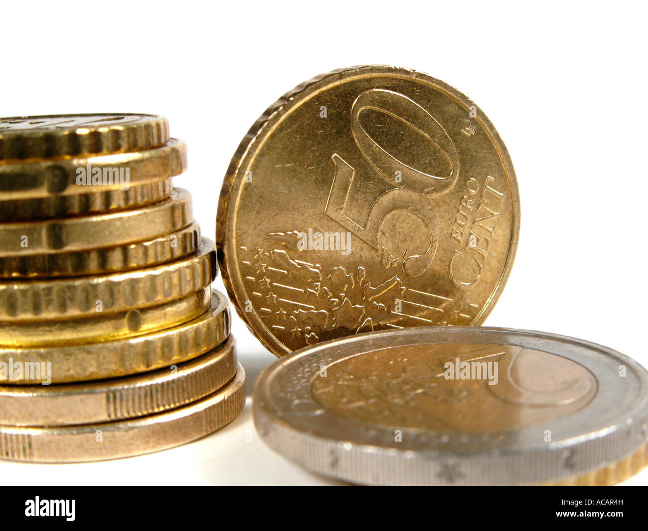 Piled up coins Stock Photo