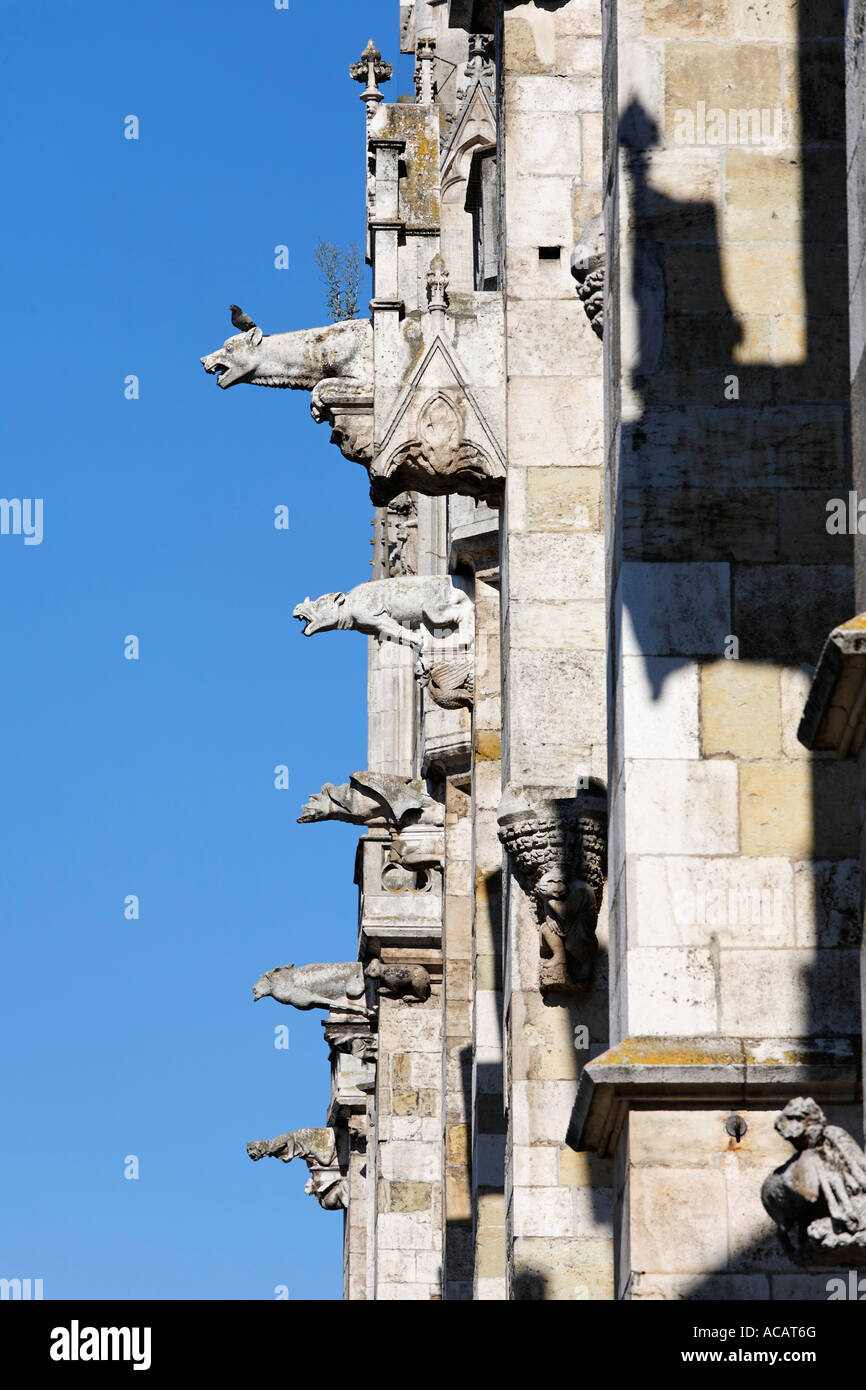 Gargoyles at southern facade St Peter cathedral, Regensburg, Upper Palatinate, Bavaria, Germany Stock Photo