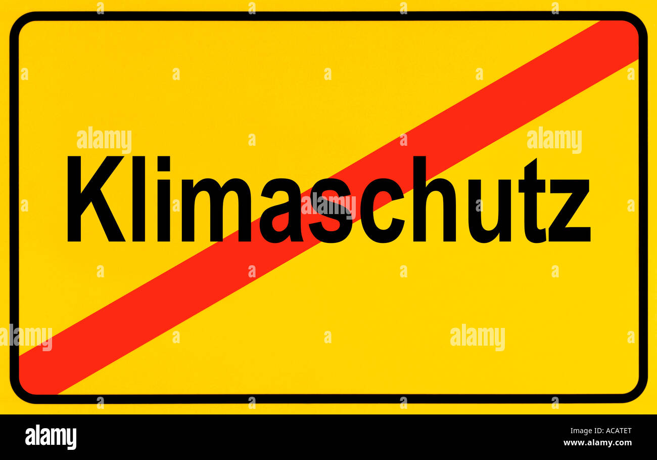 German city limits sign symbolising end of climate protection Stock Photo