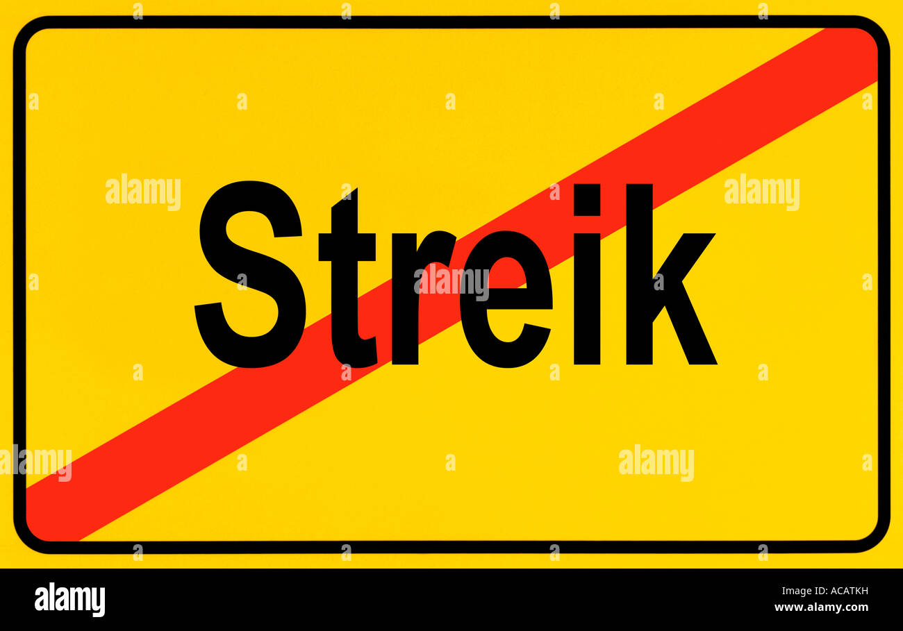 German city limits sign symbolising end of strike Stock Photo