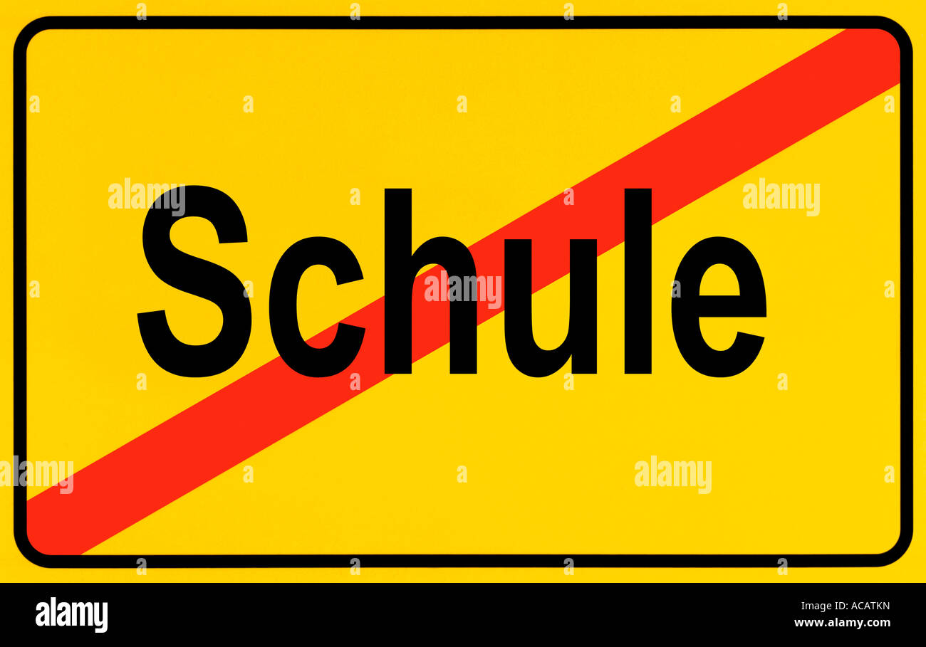 German city limits sign symbolising end of school Stock Photo