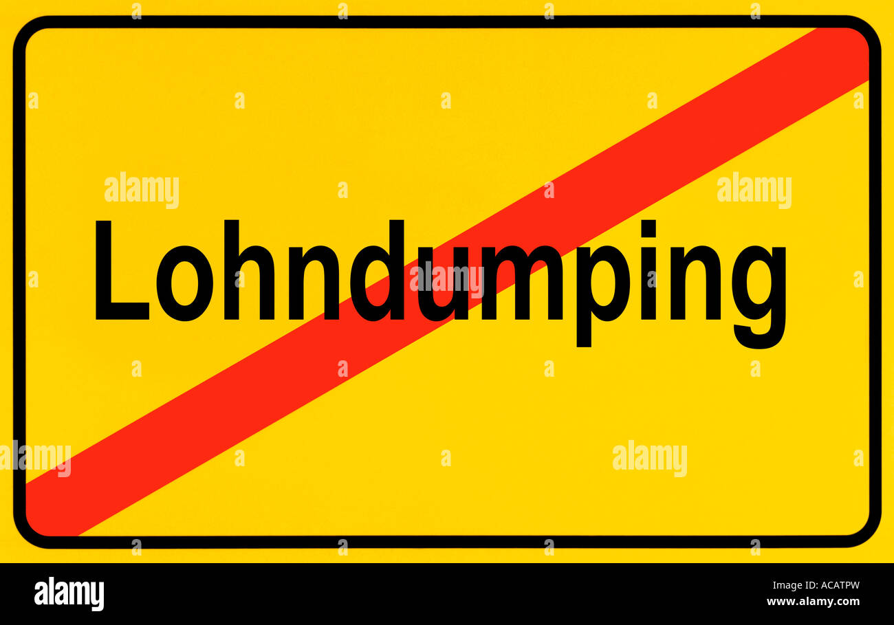 German city limits sign symbolising end of wage dumping Stock Photo