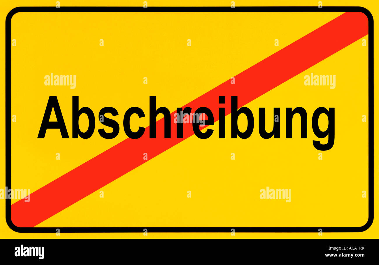 German city limits sign symbolising end of depreciation Stock Photo