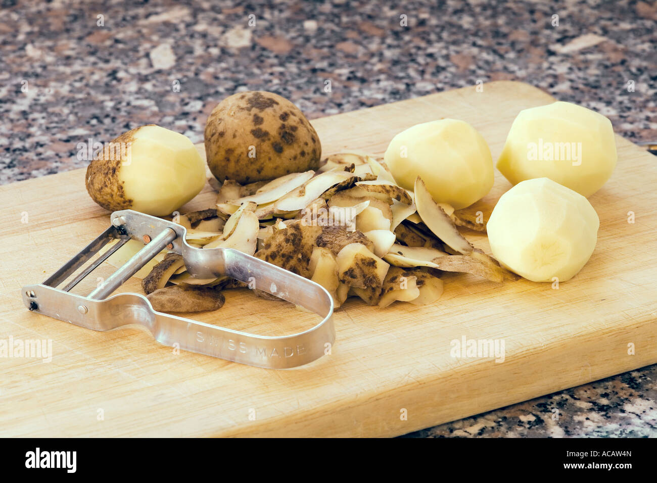 Potato peeling Stock Photo