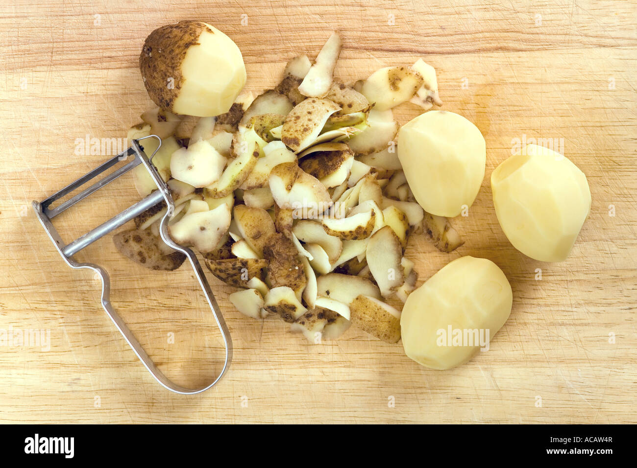 Potato peeling Stock Photo