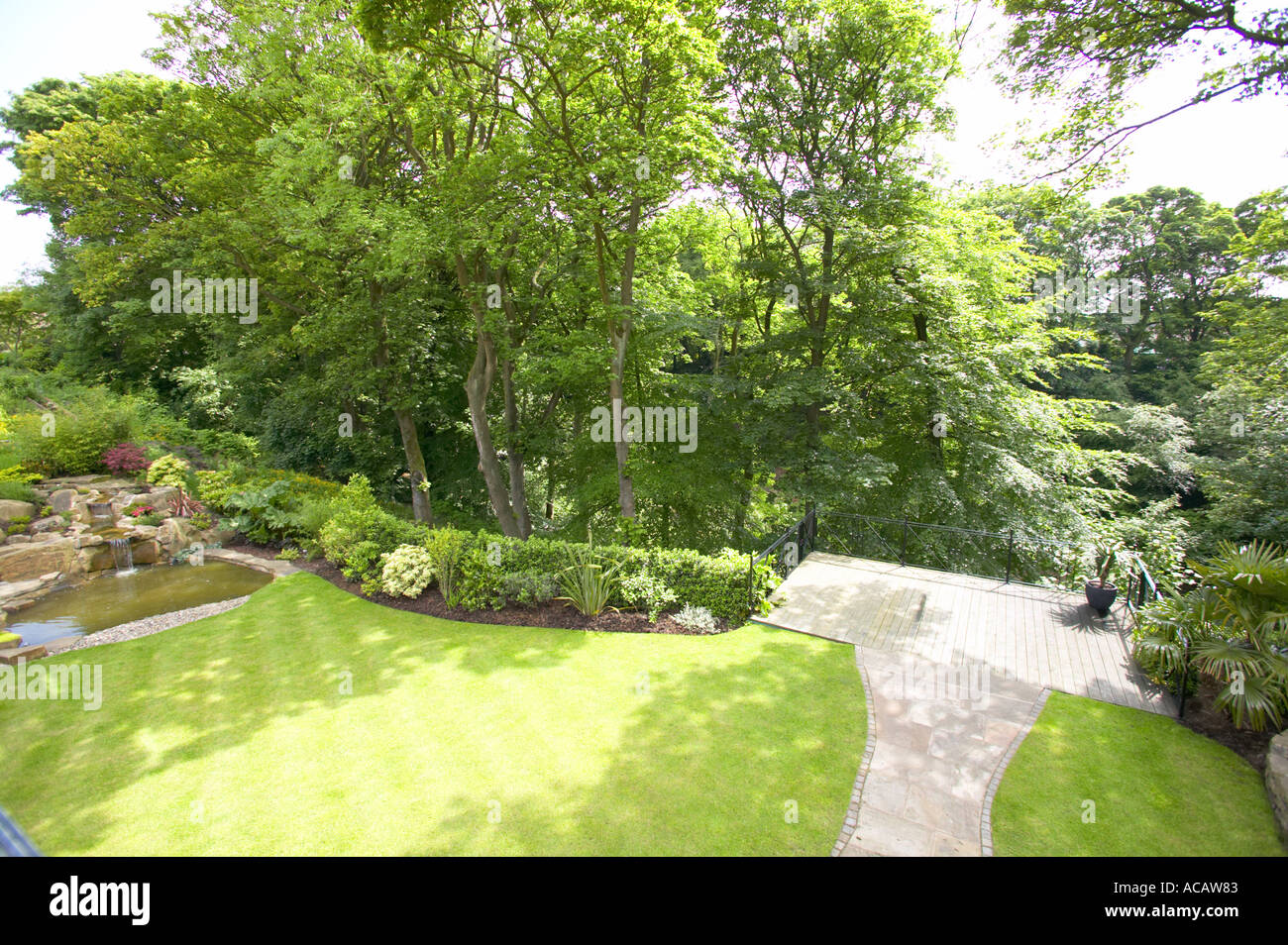 Rear garden of modern detached large home Stock Photo - Alamy