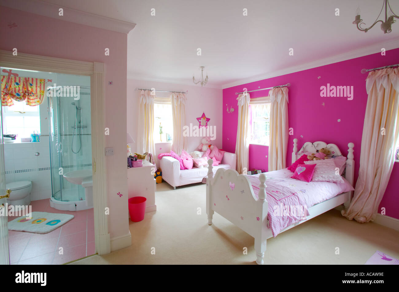 child bedroom of large home with en suite facilities Stock Photo