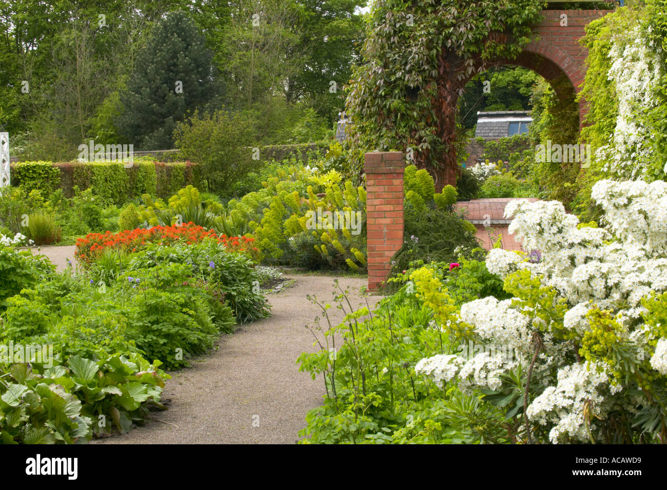 Restored Victorian walled garden at Norton Priory Cheshire UK Stock Photo