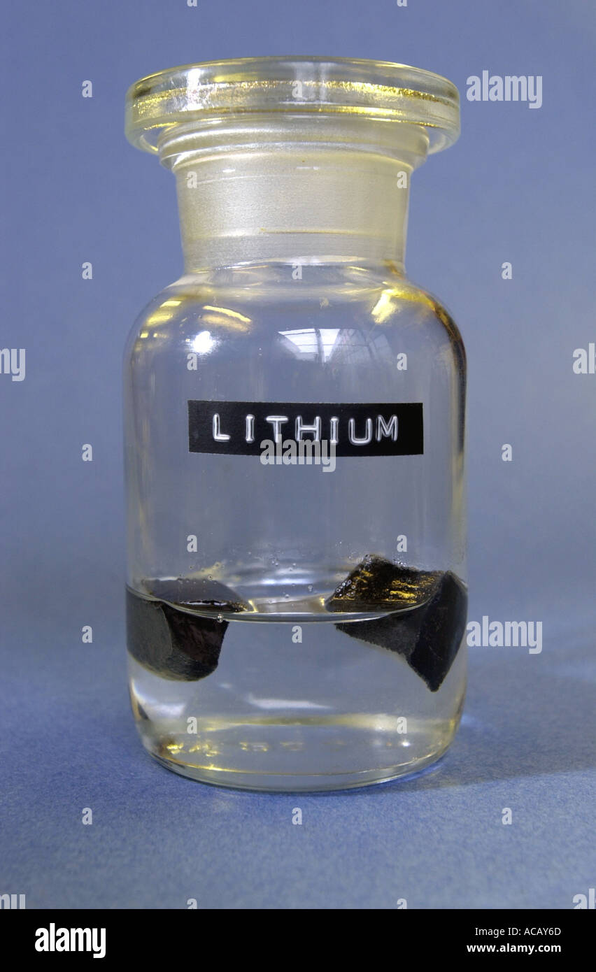Container jar with Lithium inside UK Stock Photo
