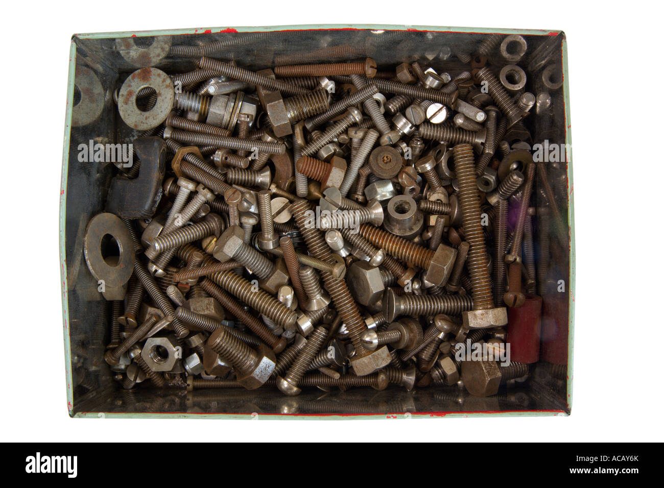 Box of rusty screws nuts and bolts Stock Photo Alamy