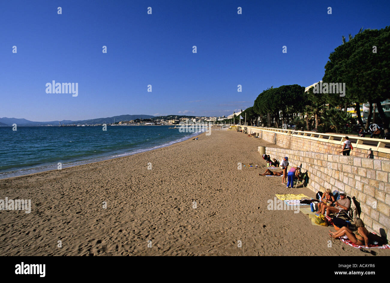 Cannes beach in autumn Stock Photo