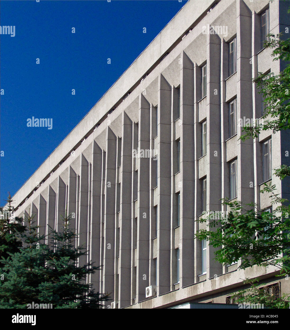 Windows university building at Scorina University Gomel State University Sovetskaya Street Gomel Belarus Stock Photo