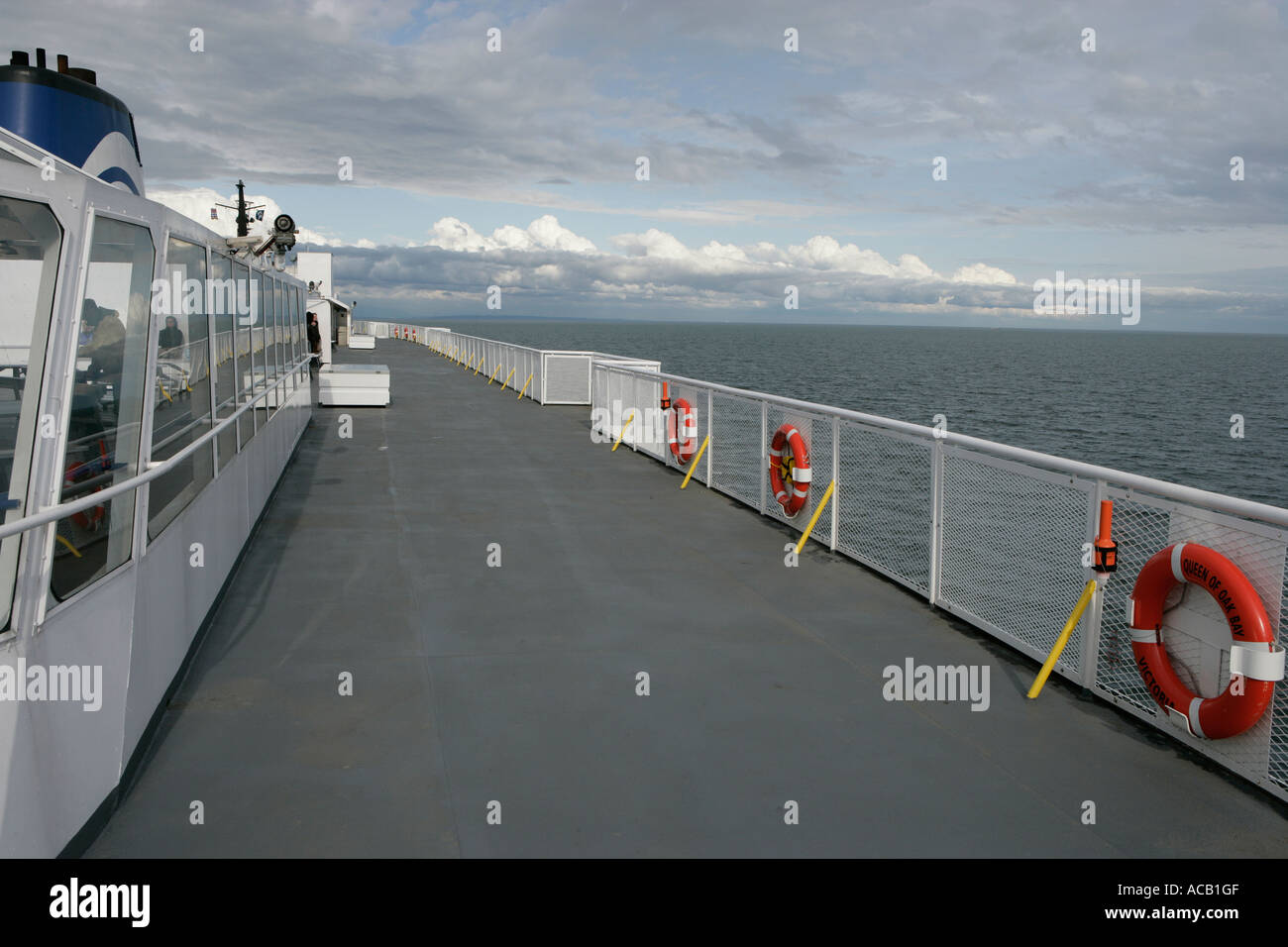 Upper deck of passenger and car ferry Georgia Strait British Columbia BC Canada Stock Photo