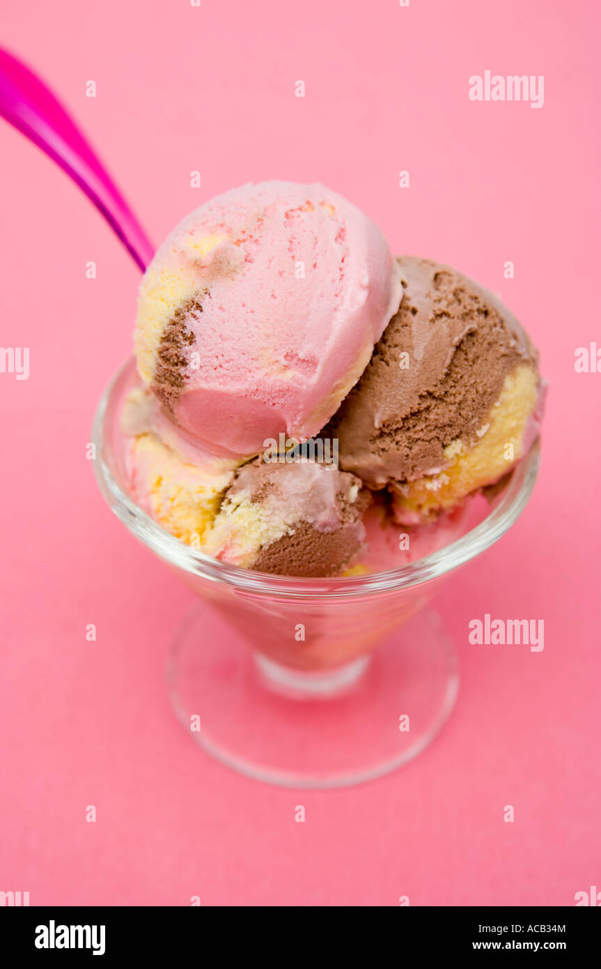 Neopolitan icecream sundae Stock Photo